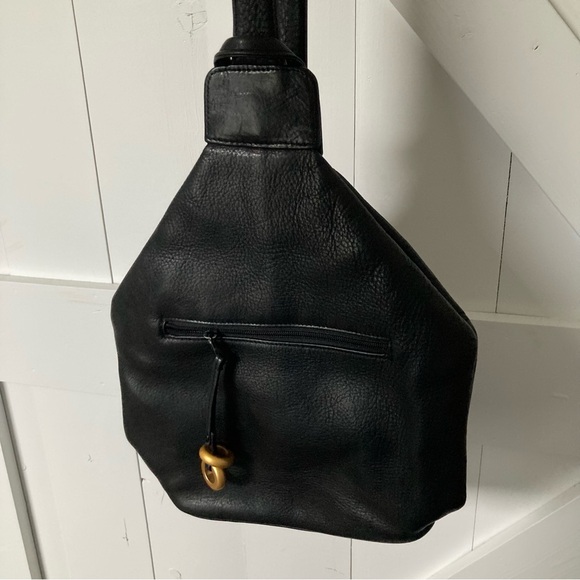 Vintage 90s Y2K Lord & Taylor pebbled leather sling backpack purse bag - Picture 2 of 12